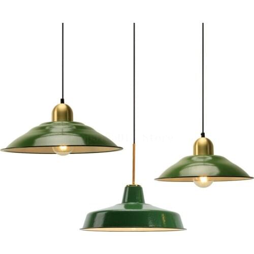 American Vintage Green Pendant Nordic Restaurant Industrial Decoration Ceiling Chandelier Iron Home Decor Retro Hanging Lamp