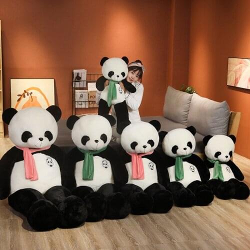 80/100cm Large Panda With Scarf Plush Toys Stuffed Soft Cute Funny Animals Pillow Doll For Girls Kids Birthday Gifts
