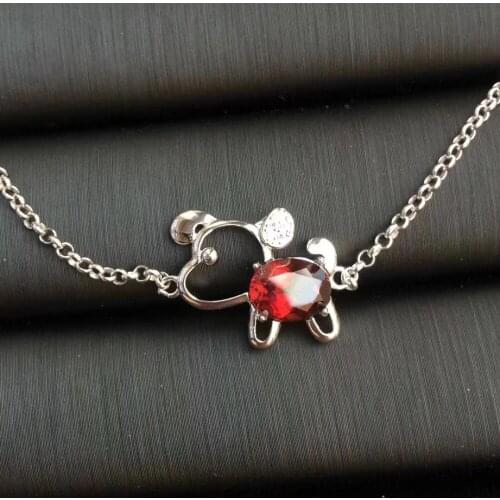 Natural red garnet gem Bracelet Natural gemstone bracelet S925 silver Romantic Elegant lovely dog girl party gift fine jewelry