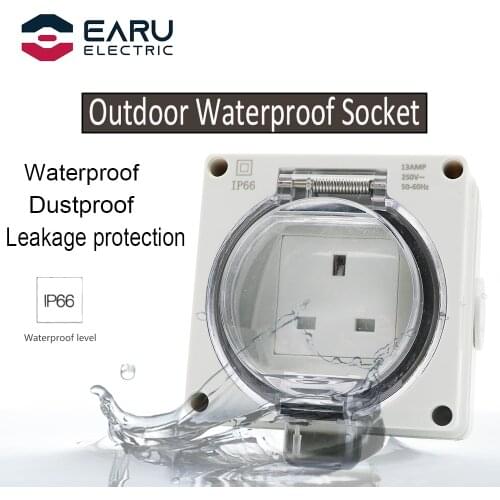 British UK Standard IP66 16A Weatherproof High-performance Plug Base For Indoors Outdoors Wall Electrical Outlet Charging Pile