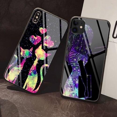 Galaxy girl Phone Case Tempered Glass For iPhone 12 Pro Max Mini 11 Pro XR XS MAX 8 X 7 6S 6 Plus SE 2020 case