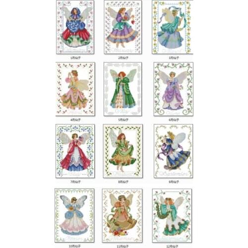 December fairy full set cross stitch package flower aida 18ct 14ct 11ct black cloth people kit embroidery handmade needlework