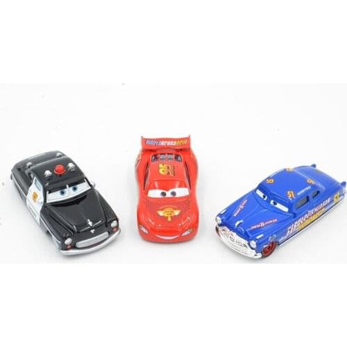 Disney Pixar Cars 3pcs Lightning McQueen Sheriff 1:55 Diecast Metal Alloy Birthday Christmas New Toys Gift For Children Boys