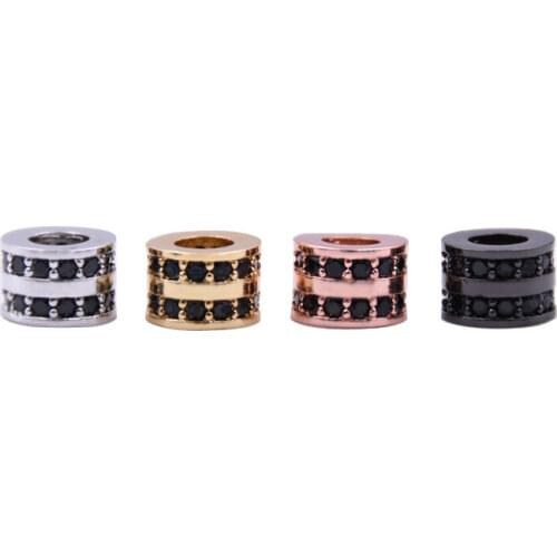 HYHONEY 4 Color Beads & Jewelry Micro Pave Zircon Cylinder DIY Copper Brass DIY Jewelry Bracelet Accessories