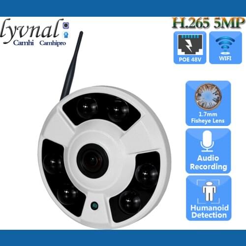 H.265 5MP wifi camera audio 1.7mm fisheye lens ip camera cctv sony wireless security camera with sd tf card slot night vision
