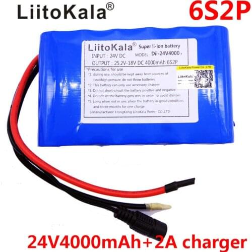 20pcs LiitoKala 24V 4000mAh Battery Pack 25.2V 4Ah 18650 Rechargeable Battery Mini Portable Charger For LED/Lamp/Camera/CCTV
