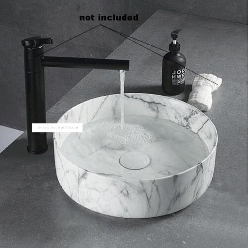 1117 Chinese Style Round Ceramic Sink Stain Resistant Glaze Hand Wash Sink High Temperature Firing Above Counter Basin Bowl