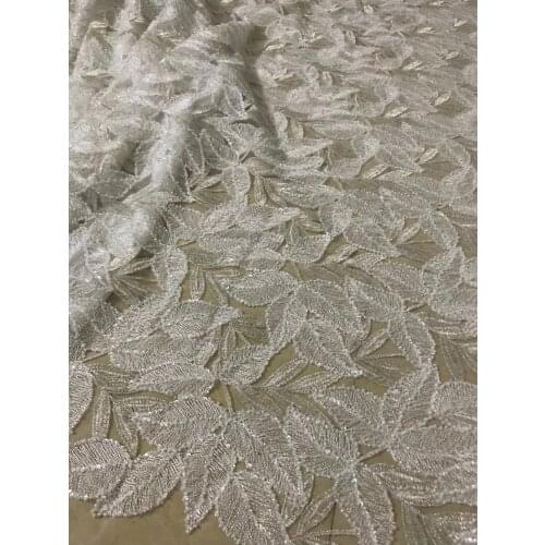 Best quality SYJ-3208 African Tulle embroidered Lace Fabric African net Lace Fabric beads for wedding dress