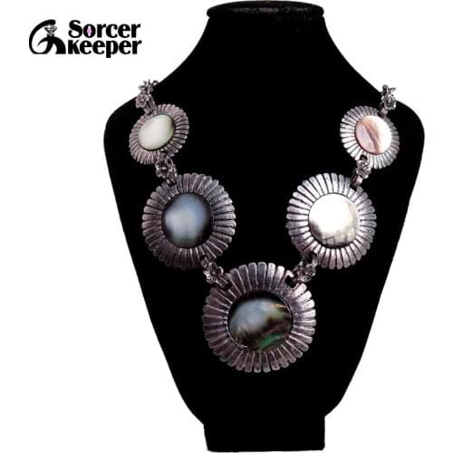 Fashion Nature Sea Shell Sunflower Pendant Chains Necklace Jewelry Bohemian Vintage SilverColor Jewelry For Women XL010