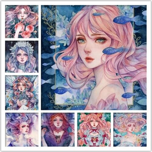 Cartoon girl 5d Diy Diamond Painting Cross Stitch Diamond Embroidery Flower Fairy Mosaic Paintings Needlework Wall Stickers Gift
