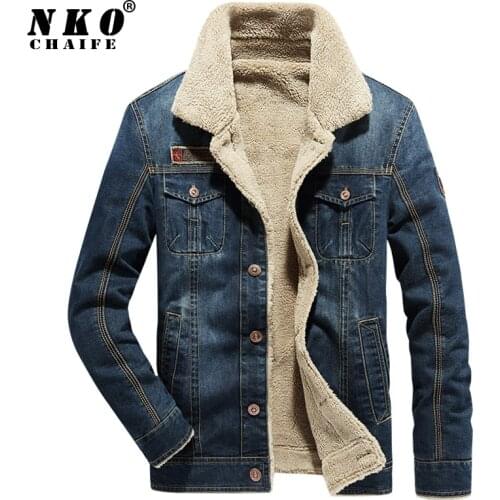 Mens Winter Warm Casual Brand Denim Jacket Parkas Men Autumn Windproof Fleece Thick Coat Men Fashion Fur Collar Men Jacket 5XL