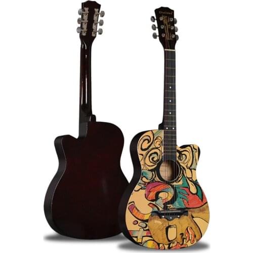 New fashion 38 inch guitar folk character graffiti acoustic guitar beginner practice guitar instrument student factory direct sa