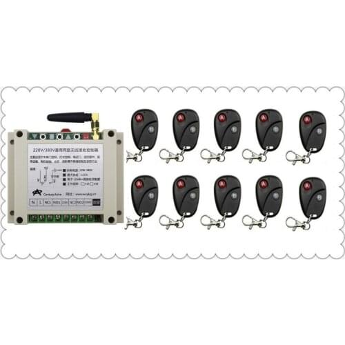 2017 New AC220V 250V 380V 30A 2CH 2Channe RF wireless remote control switch System, 10 X Transmitter + 1 X Receiver,315/433 MHZ
