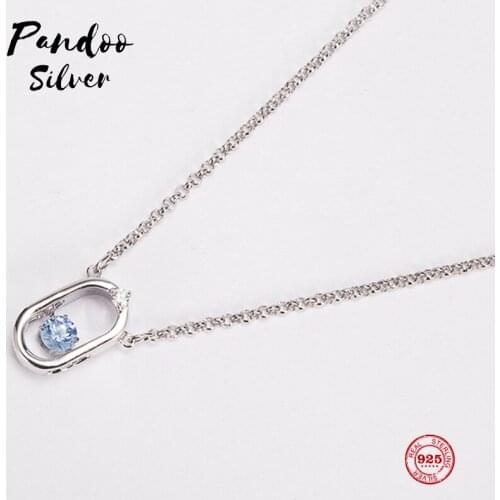 PANDOO Fashion Charm 925 Sterling Silver Original 1:1 Copy, Crystal Color Jump Fashion Wild Necklace Female Luxury Jewelry Gifts