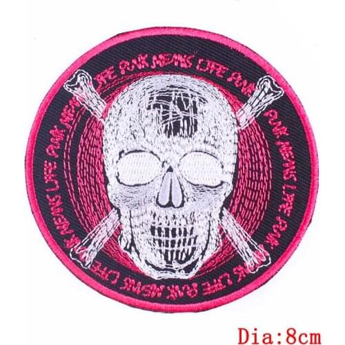 Pulaqi Punk Rose Skull Patch Iron On Patches Embroidered Patches For Clothing Stripe Motorcycle Biker Badges Jacket Clothing DIY
