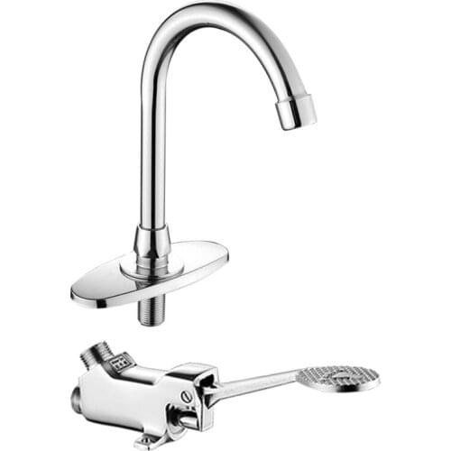 Switch Control By Floor Foot Pedal Valve Copper Single Handle Basin Faucets Hospital Hotel Single Cold Tap Pedal Water Faucet