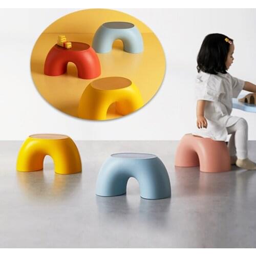 Simple Circular Non-Slip Home Round Stool Indoor Children Stool Footboard Shoe Changing Stool Toy Sofa Stool Rainbow Chair