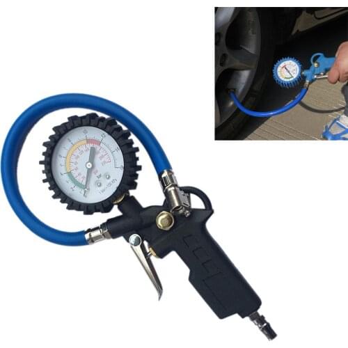 220PSI Self-locking Pistol Grip Trigger Tire Inflator Tyre Pressure Gauge For Auto Motorcycle Truck Tyre Measurement Tool