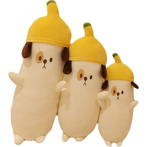 Cute cartoon dog long throw pillow banana dog plush toy bed sleep throw pillow cushion
