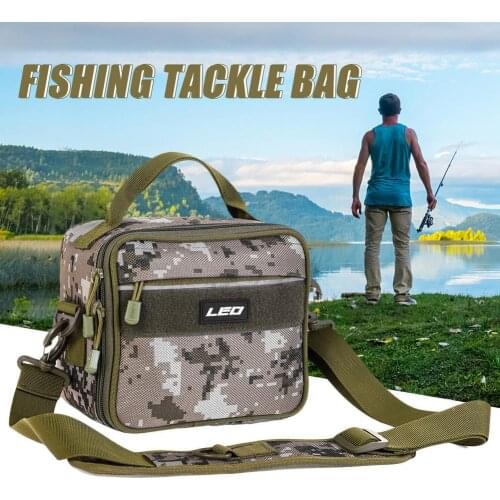 Fishing Tackle Bag With Shoulder Strap Fishing Zippered Tote Bag Green Digital Camouflage Fishing Reel Fishing Accessories