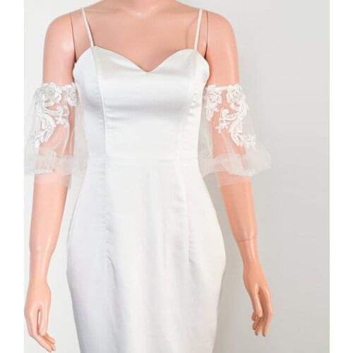 Bridal Sleeves Detachable Bridal Bicep Sleeves Wedding Arm Cover Decorate Bridal Short Sleeves Handmade Wedding Accessories 2021