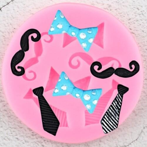 Moustache Bows Tie Silicone Molds Cupcake Topper Fondant Cake Decorating Tools Candy Resin Clay Mold Chocolate Gumpaste Moulds