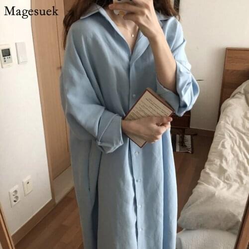 Women 2021 Autumn Vintage Cotton White Dress Long Shirt Dress Female Long Sleeve Plus Size Dresses for Women Robe Vestido 9649