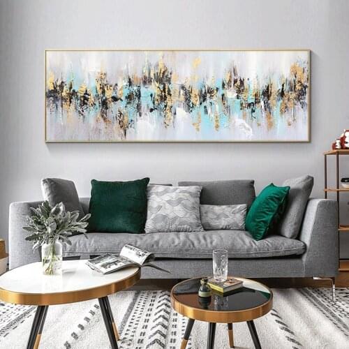 100% Handpainted Abstract Oil Painting On Canvas Wall Art Picture Acrylic Golden Landscape Painting For Living Room Modern Decor