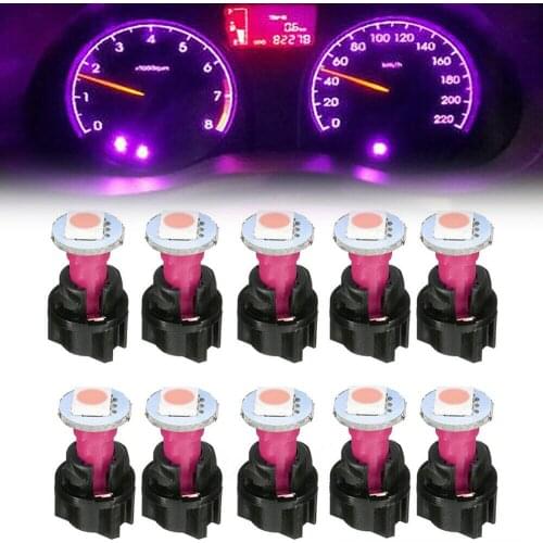 10x Purple 74 T5 LED Car Instrument Panel Light Dash Lamp Bulbs+Twist Sockets Light Emitting Diodes
