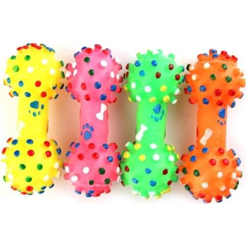 16*6cm Pet Dog Cat Toys Puppy Squeaky Sound Toy Rubber Bone Dumbbell Chewing Training Playing Toys