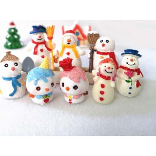 2pc Snowman Lovers Christmas Ornament Model Figurine Home Glass Decor Miniature Craft Garden Fairy Decoration DIY Accessories