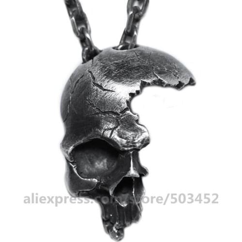 200pcs/lot New Trend Plating Cool Alloy Gothic Neckless Women Retro Style Chains Necklace Half Bone Pendant Angel Necklaces