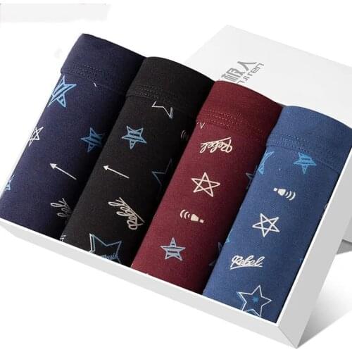 2021 Men Underwear Boxer Shorts Panties Printed Shorts Brand Underpants Men 100% Cotton Breathable Mid Waist Shorts Men L-5XL