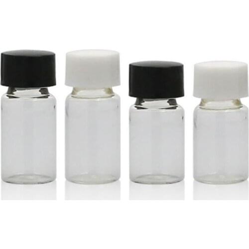 3ml Clear Empty Mini Glass Bottle Mini Glass Vials 4cc Screw Neck Sample Vials With Black white Cap