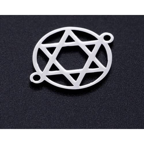 5pcs/lot Round Star Stainless Steel Connector Charm for Women Bracelets Making Wholesale Necklace Making Connectors Charm