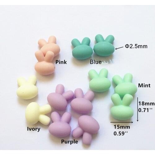 50pcs BPA Free Silicone Small Bunny Rabbit Teether Beads Pastel Color Beads For DIY Baby Teething Necklace Montessori Toy Chenka