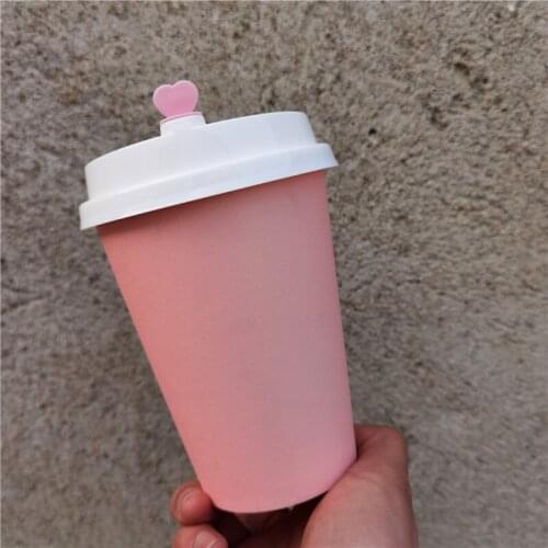 50pcs Net red thick disposable coffee cup 400ml 500ml 14oz 16oz drinking milk tea paper cups birthday party favors cup with lid