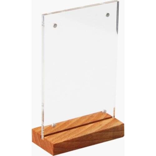 A6 Wooden Acrylic Price Sign Frame Display Table Stand Desk Sign menu list advertising banner poster Photo frame holder stand