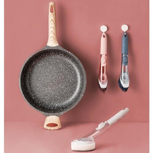 Double Use Kitchen Cleaning Brush Scrubber Dish Bowl Washing Sponge Automatic Liquid Dispenser Kitchen Pot Cleaner Tool