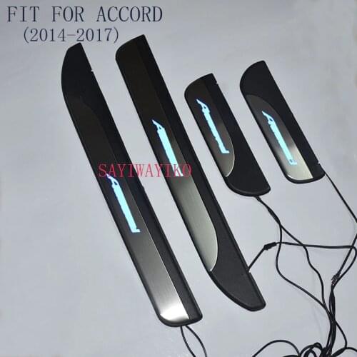CAR STYLING Stainless Steel LED Welcome Pedal Car Scuff Plate Pedal Trim Threshold Door Sill For Honda Accord 2014 - 2016 2017