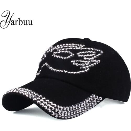 [YARBUU] Brand baseball caps for women Rhinestone Mask cap fashion high quality Female and girls hat solid Peaked cap wholesale