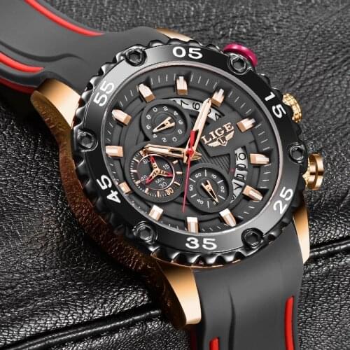 Watches Mens 2020 LIGE Top Brand Luxury Men Watch Fashion Silicone Strap Clock Waterproof Quartz Chronograph Relogio Masculino
