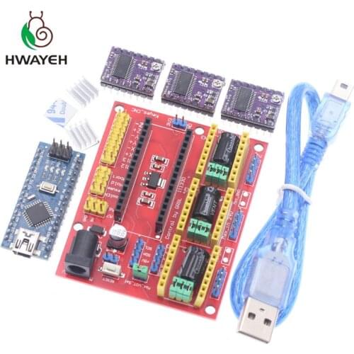 CNC shield V4 engraving machine 3D Printer+3pcs DRV8825 driver expansion board For Arduino NANO V3. 0 with USB cable nano 3.0