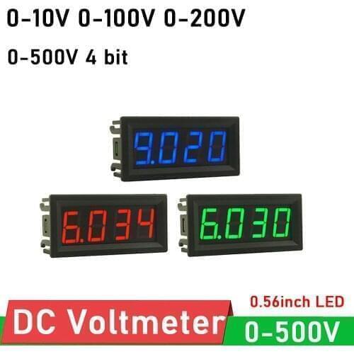 4bit 0.56 inch LED Digital Voltmeter DC 500V 200V 100V 10V High precision Voltage Display Volt Meter tester 5V 12V 24V POWER