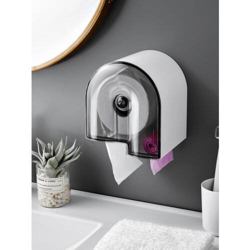Toilet Paper Dispenser Translucent Cover, 2 in 1 Wall Mounted Roll Paper & Trash Bags Dispenser Tissue Holder for Bathroom