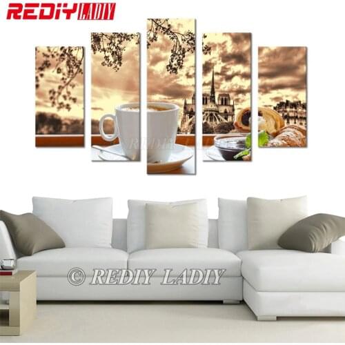 DIY Diamond Painting Triptych Cafe & Food Diamond Embroidery Multi Pictures Rhinestones Cross Stitch Modular Wall Art & Crafts