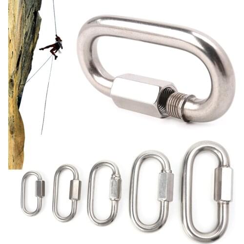 1pc Stainless Steel Screw Lock Climbing Gear Carabiner Quick Links Safety Snap Hook