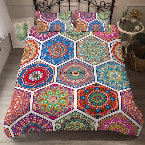 Retro Bohemia Patchwork Duvet Cover Set Boho Mandala Bedding Set for Adults Bedcloth 2/3pcs Queen King Twin Size Bed Set