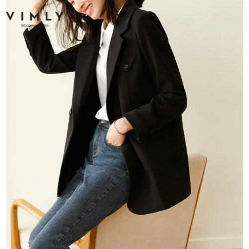 Vimly Winter Wool Jacket For Women Fashion Notched Double Breasted Thick Warm Coats Elegant Female Blazer Overcoat F5303