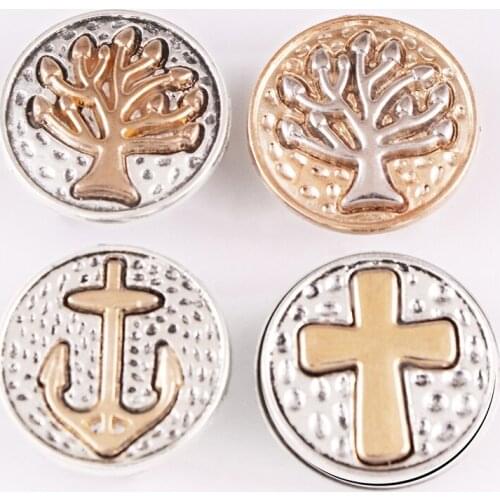 MF6366 CROSS FAIHT Tree of life 18mm Metal Snap Button Jewelry
